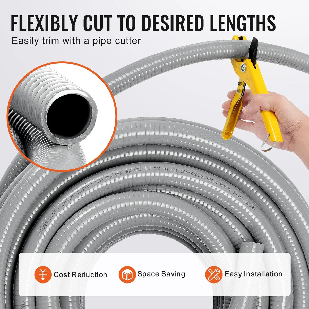 Flexible liquid-resistant non-metallic PVC hose Ø 12,7 mm, 30,5 m