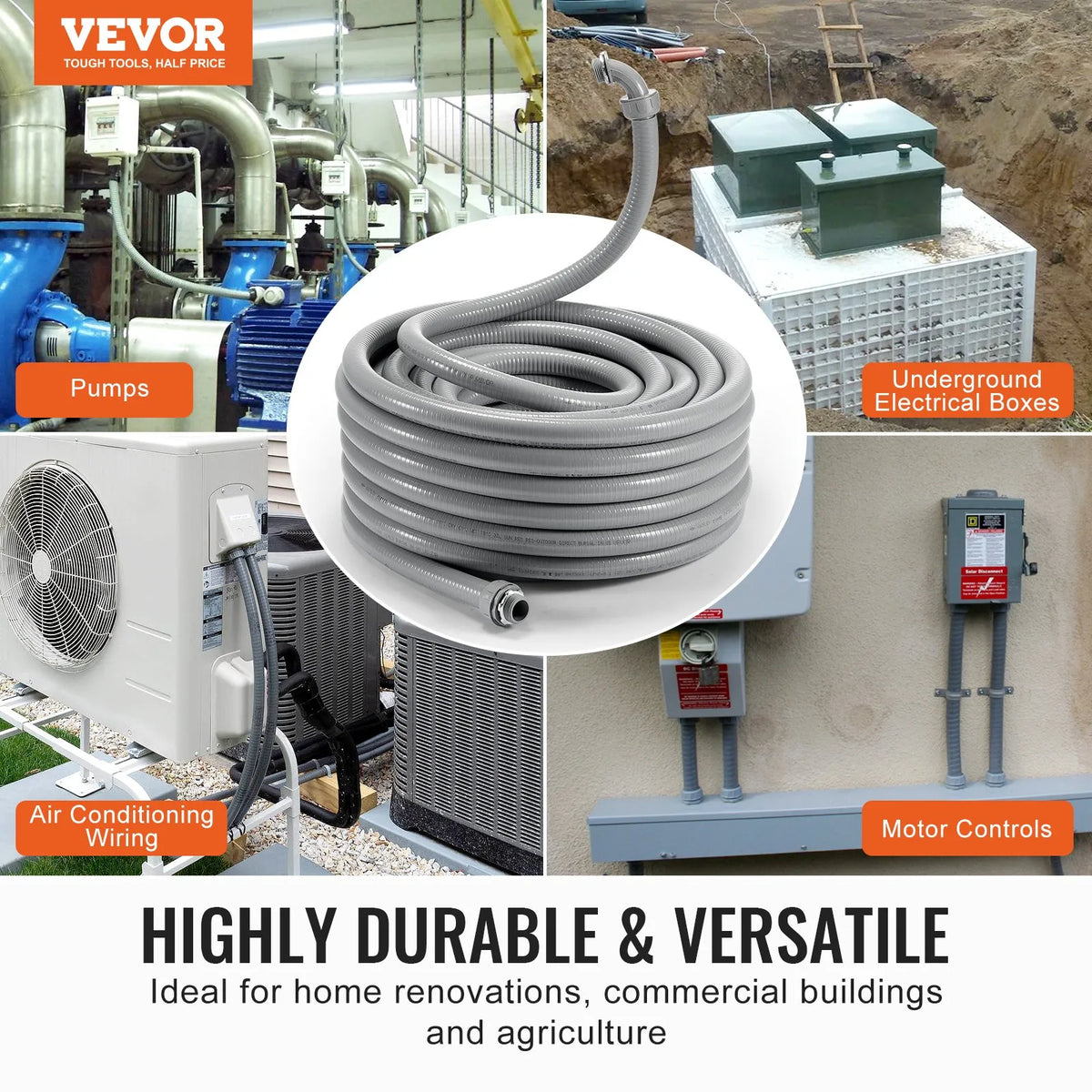 Flexible liquid-resistant non-metallic PVC hose Ø 12,7 mm, 30,5 m