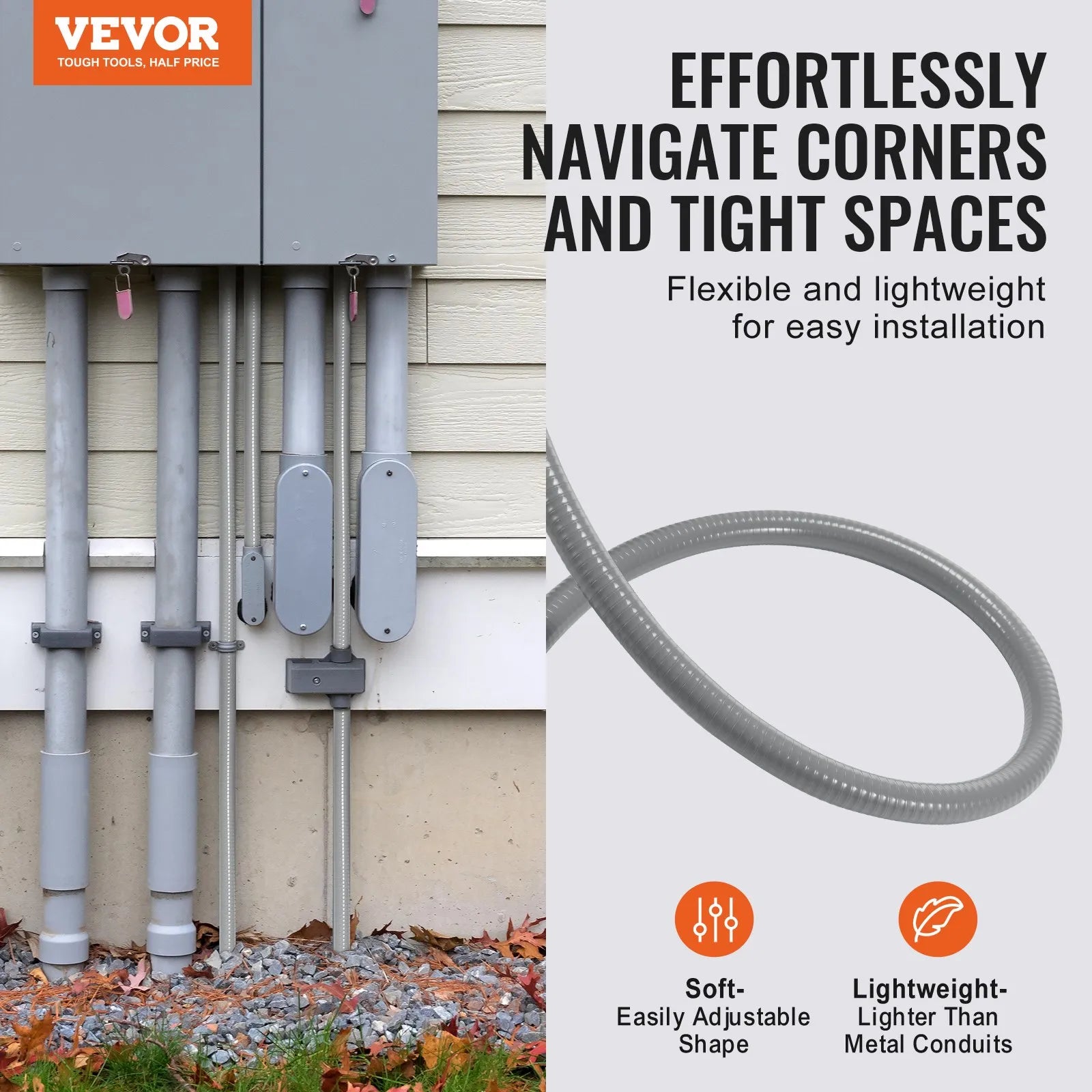 VEVOR šķidrumizturīga elastīga PVC vada aizsargšļūtene Ø 19 mm, 30,5 m