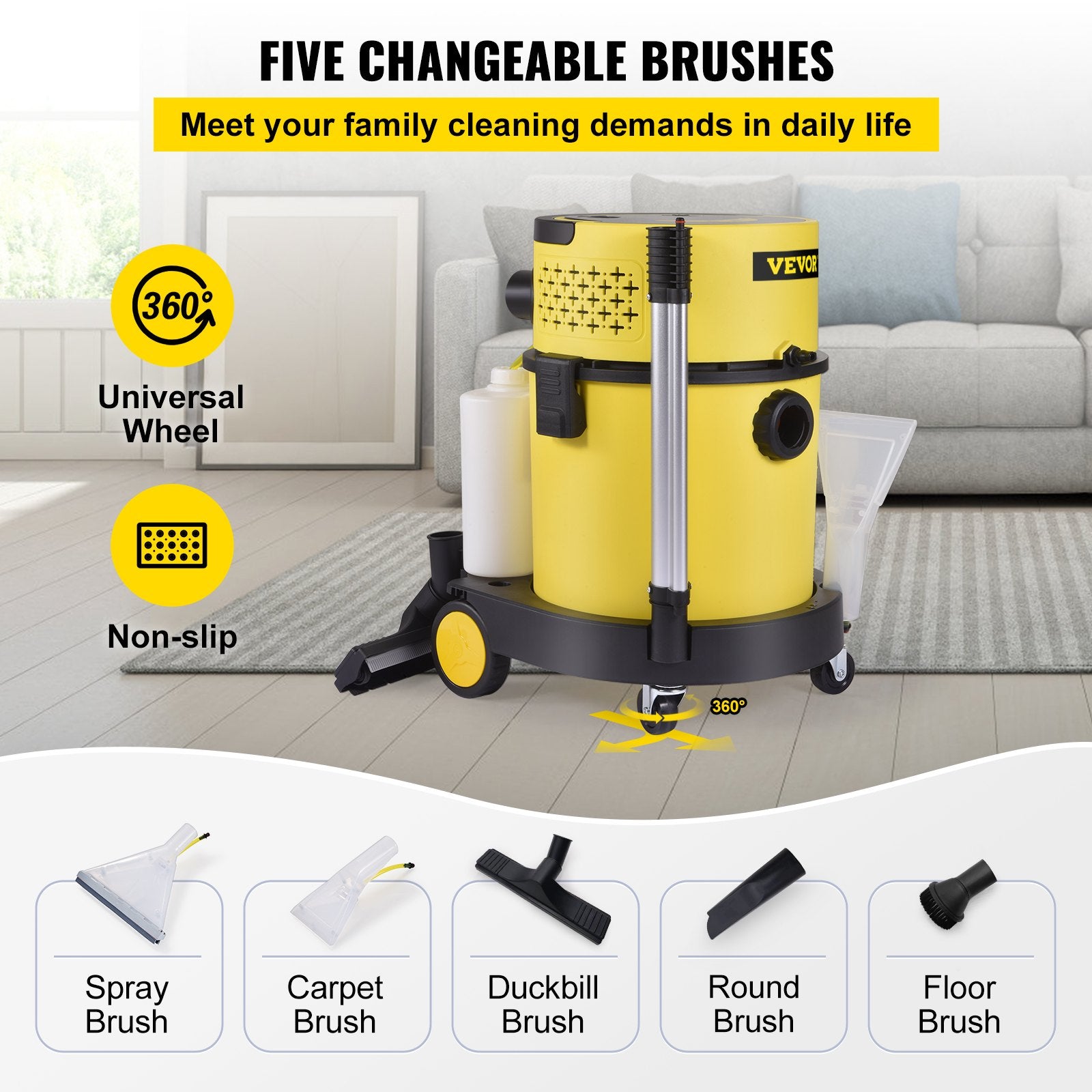 Available in 10 days! VEVOR Wet and Dry Vacuum Cleaner - 20 litres, 1.5 kW 4-in-1 Portable Vacuum Cleaner with Blow and Spray Functions, Remote Control, HEPA and Pump Filtration - Ideal for Home and Car Cleaning