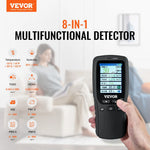 VEVOR 8-in-1 gaisa kvalitātes monitors, profesionāls PM2.5 / PM10 / PM1.0 daļiņu skaitītājs ar formaldehīda, TVOC, temperatūras un mitruma mērīšanu, AQI mērītājs lietošanai telpās un ārā ar trauksmes sliekšņiem