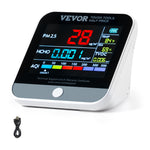 VEVOR 8-in-1 Mini Air Quality Monitor, Professional PM2.5/PM10/PM1.0 Particle Counter, Formaldehyde, Temperature, Humidity, TVOC, and AQI Monitor with Alert Thresholds, Suitable for Indoor and Outdoor Use