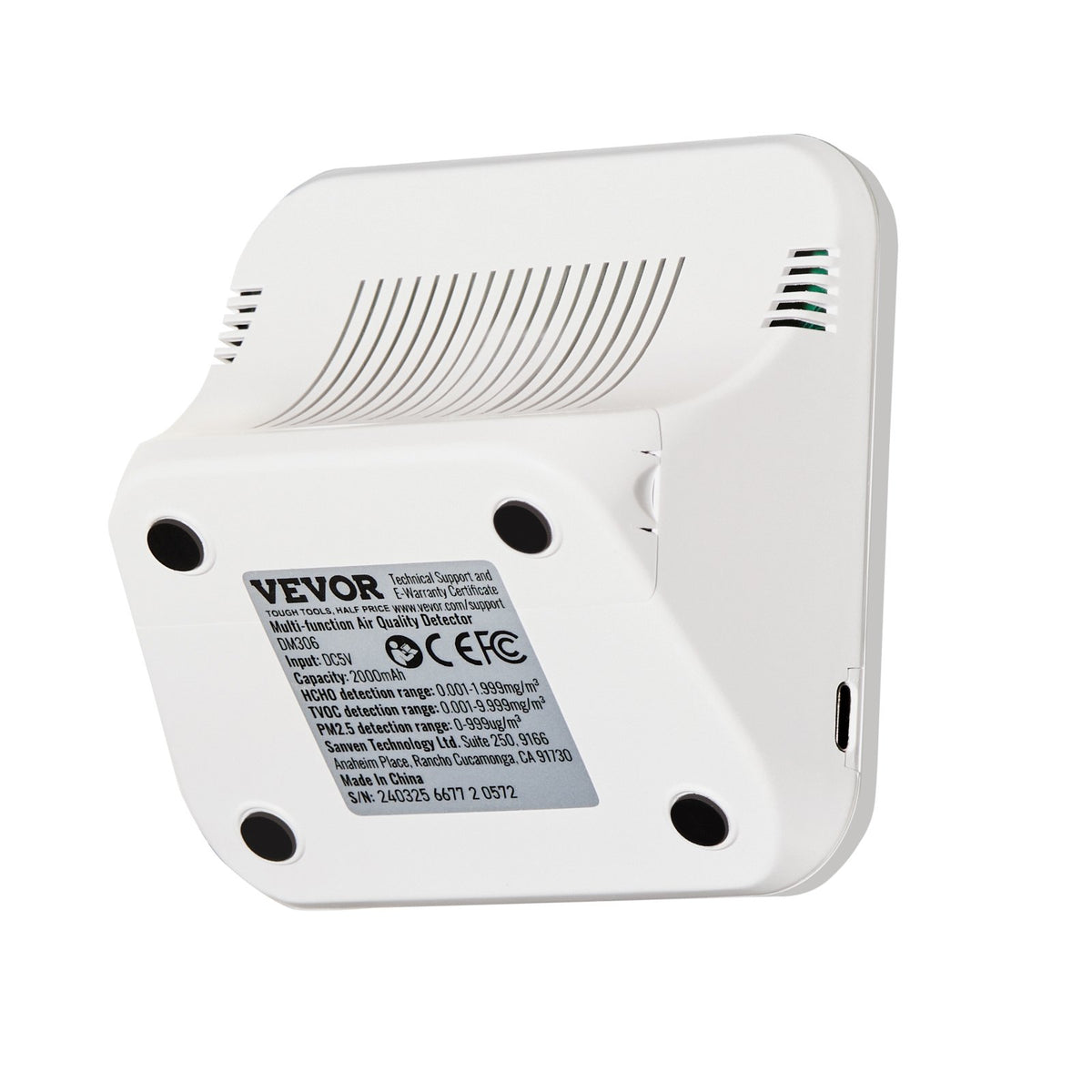 VEVOR 8-in-1 Mini Air Quality Monitor, Professional PM2.5/PM10/PM1.0 Particle Counter, Formaldehyde, Temperature, Humidity, TVOC, and AQI Monitor with Alert Thresholds, Suitable for Indoor and Outdoor Use