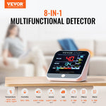 VEVOR 8-in-1 Mini Air Quality Monitor, Professional PM2.5/PM10/PM1.0 Particle Counter, Formaldehyde, Temperature, Humidity, TVOC, and AQI Monitor with Alert Thresholds, Suitable for Indoor and Outdoor Use
