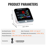 VEVOR 8-in-1 Mini Air Quality Monitor, Professional PM2.5/PM10/PM1.0 Particle Counter, Formaldehyde, Temperature, Humidity, TVOC, and AQI Monitor with Alert Thresholds, Suitable for Indoor and Outdoor Use