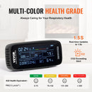 VEVOR 9-in-1 gaisa kvalitātes monitors ar CO₂, temperatūras, mitruma, formaldehīda un TVOC mērīšanu, profesionāls PM1.0 / PM2.5 / PM10 daļiņu skaitītājs ar AQI un trauksmes sliekšņiem lietošanai telpās un ārā