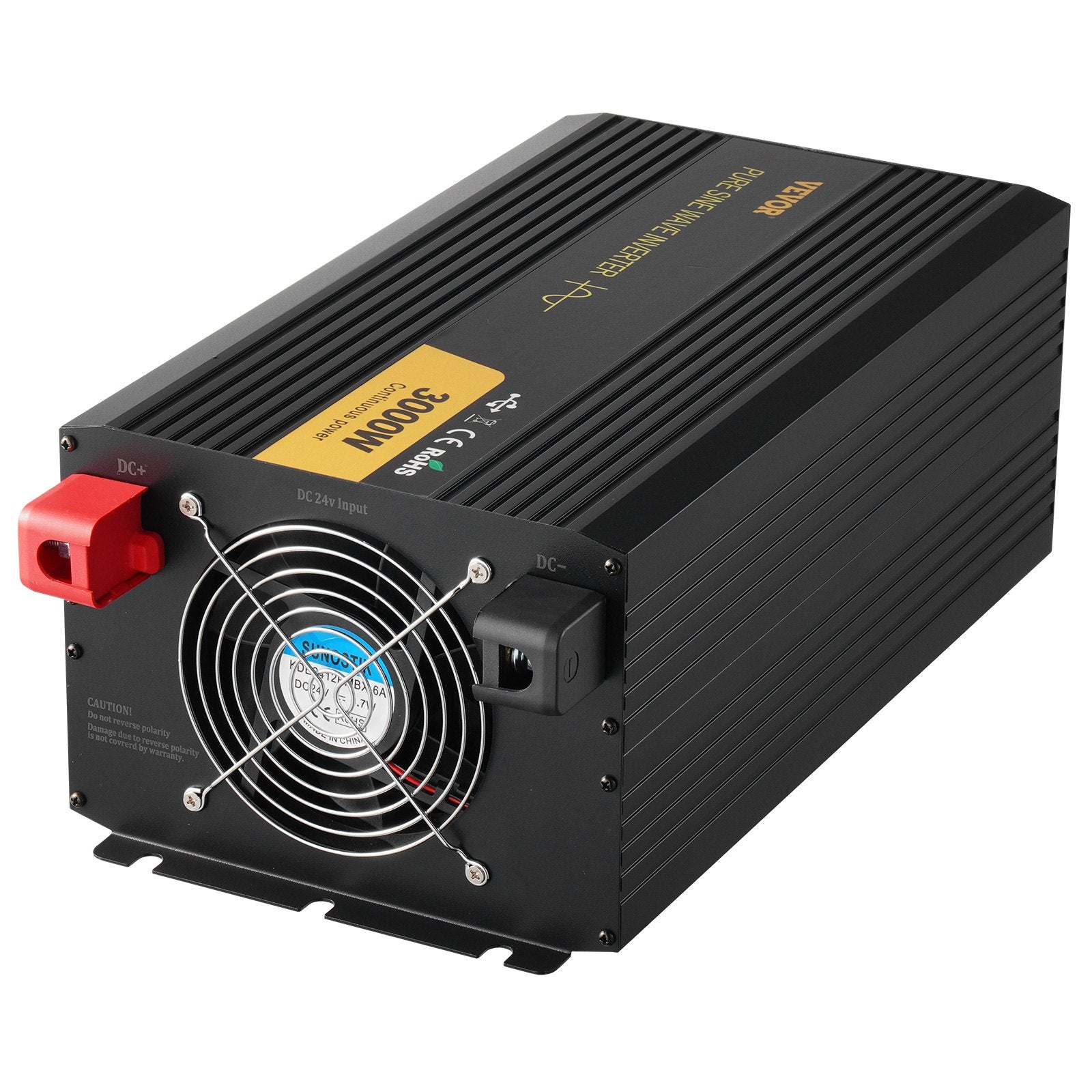 VEVOR puhta siinuslaine muundur 3000W DC24V kuni AC230V, inverter LCD ekraanil