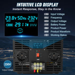 VEVOR puhta siinuslaine muundur 3000W DC24V kuni AC230V, inverter LCD ekraanil