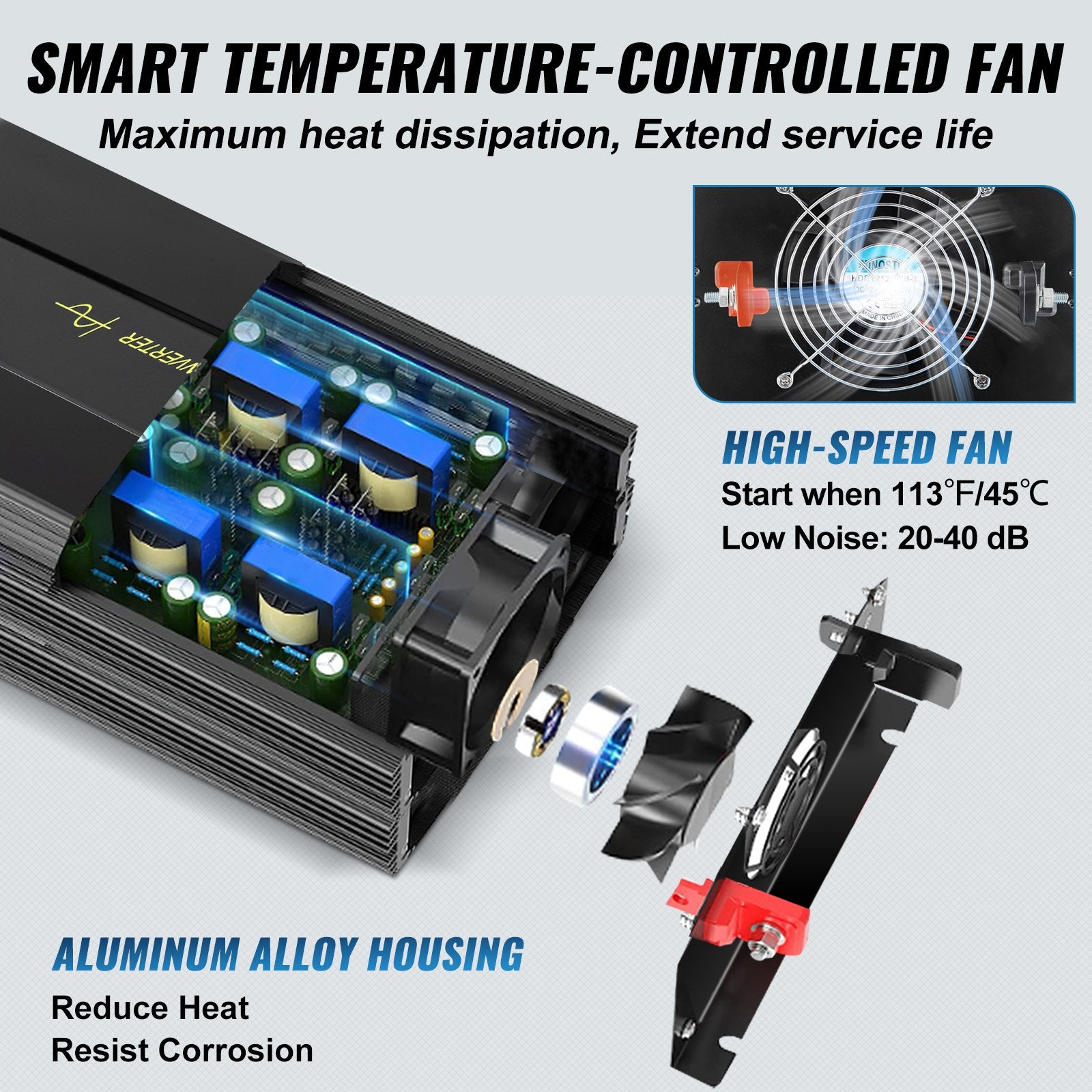 VEVOR puhta siinuslaine muundur 3000W DC24V kuni AC230V, inverter LCD ekraanil