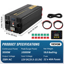 VEVOR pure sine wave inverter power converter 5000 W DC12V to AC230V inverter LCD