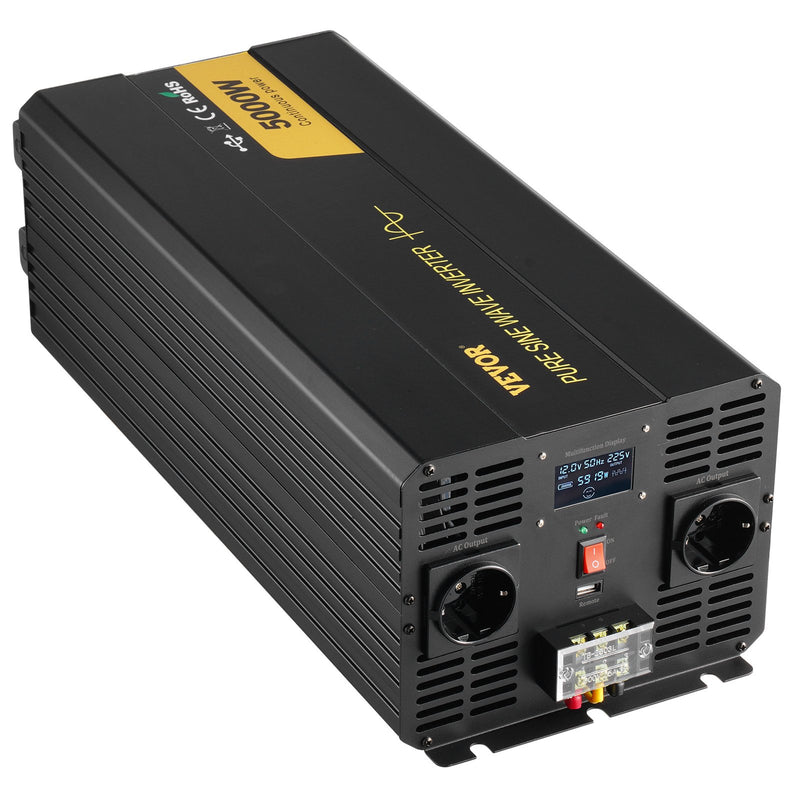VEVOR pure sine wave inverter power converter 5000 W DC12V to AC230V inverter LCD