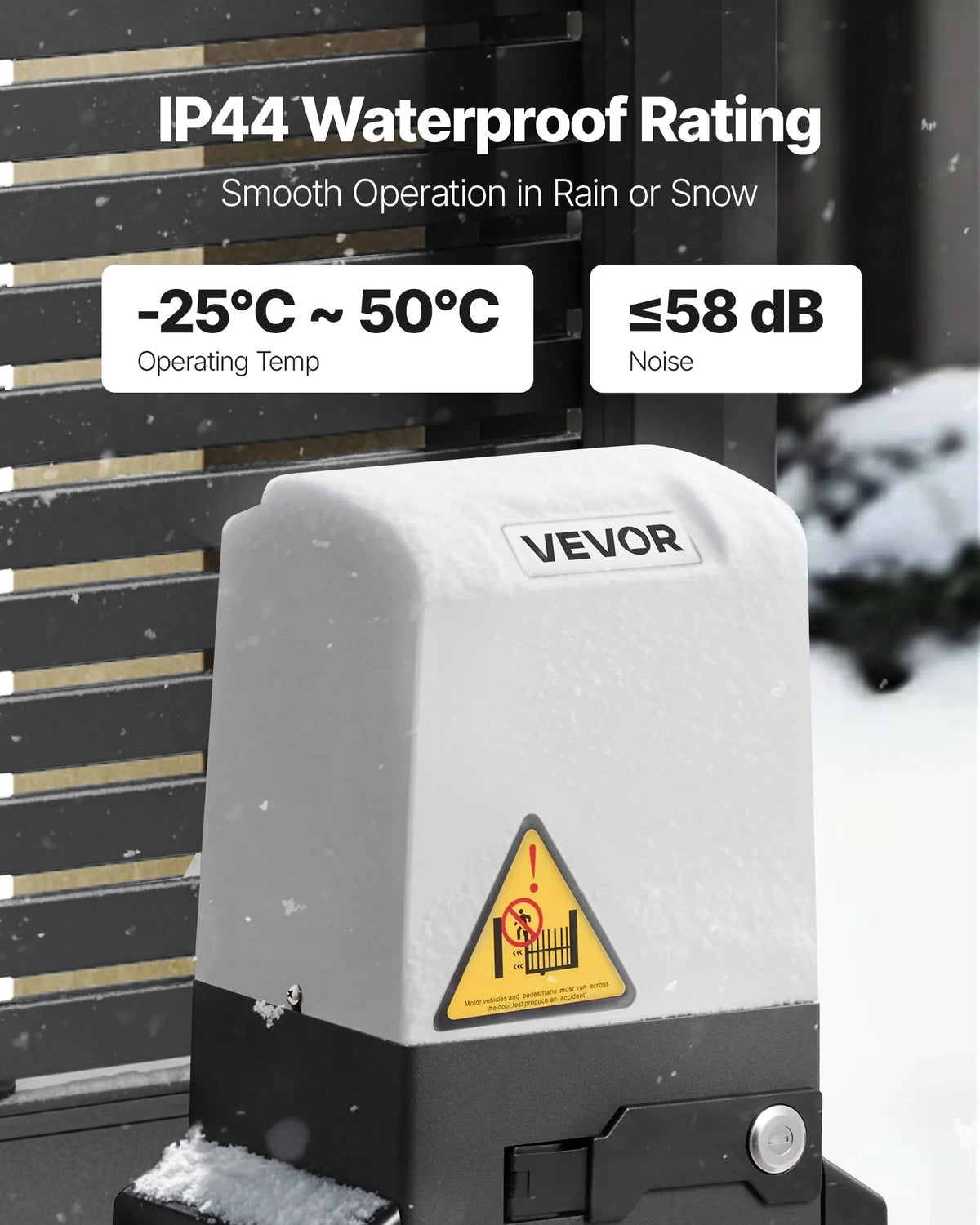 VEVOR Automātiskais bīdāmo vārtu atvērējs 400 W, elektrisks motors vārtiem līdz 25 m un 1000 kg, neilona zobratu sliede, infrasarkanais sensors un 2 tālvadības pultis, piebraucamo vārtu atvēršanas sistēma