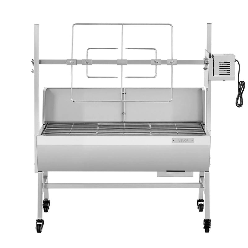 VEVOR elektriskais rotācijas grils, 38 W BBQ āra cūkas un jēra iesma grils, ogļu iesma grils ar 60 kg slodzes ietilpību un 7 līmeņu augstuma regulēšanu, nerūsējošā tērauda elektriskais rotācijas grila komplekts kempingam un lietošanai ārā