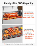 VEVOR rotējošais grils (spits), 38 W āra BBQ cūkas un jēra cepšanai, ogļu spits ar 60 kg kravnesību, ar riteņiem un 4 līmeņu augstuma regulēšanu, nerūsējošā tērauda elektriskais rotējošā grila komplekts kempingam un āra pasākumiem