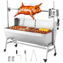 VEVOR rotējošais grils (spits), 38 W āra BBQ cūkas un jēra cepšanai, ogļu spits ar 60 kg kravnesību, ar riteņiem un 4 līmeņu augstuma regulēšanu, nerūsējošā tērauda elektriskais rotējošā grila komplekts kempingam un āra pasākumiem