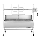VEVOR rotējošais grils (spits), 38 W āra BBQ cūkas un jēra cepšanai, ogļu spits ar 60 kg kravnesību, ar riteņiem un 4 līmeņu augstuma regulēšanu, nerūsējošā tērauda elektriskais rotējošā grila komplekts kempingam un āra pasākumiem