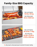 VEVOR rotējošais grils (spits), 38 W āra BBQ cūkas un jēra cepšanai, ogļu spits ar 60 kg celtspēju, ar riteņiem un 4 līmeņu augstuma regulēšanu, nerūsējošā tērauda rotējošā grila komplekts kempingam un āra ballītēm