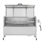 VEVOR rotējošais grils (spits), 38 W āra BBQ cūkas un jēra cepšanai, ogļu spits ar 60 kg celtspēju, ar riteņiem un 4 līmeņu augstuma regulēšanu, nerūsējošā tērauda rotējošā grila komplekts kempingam un āra ballītēm
