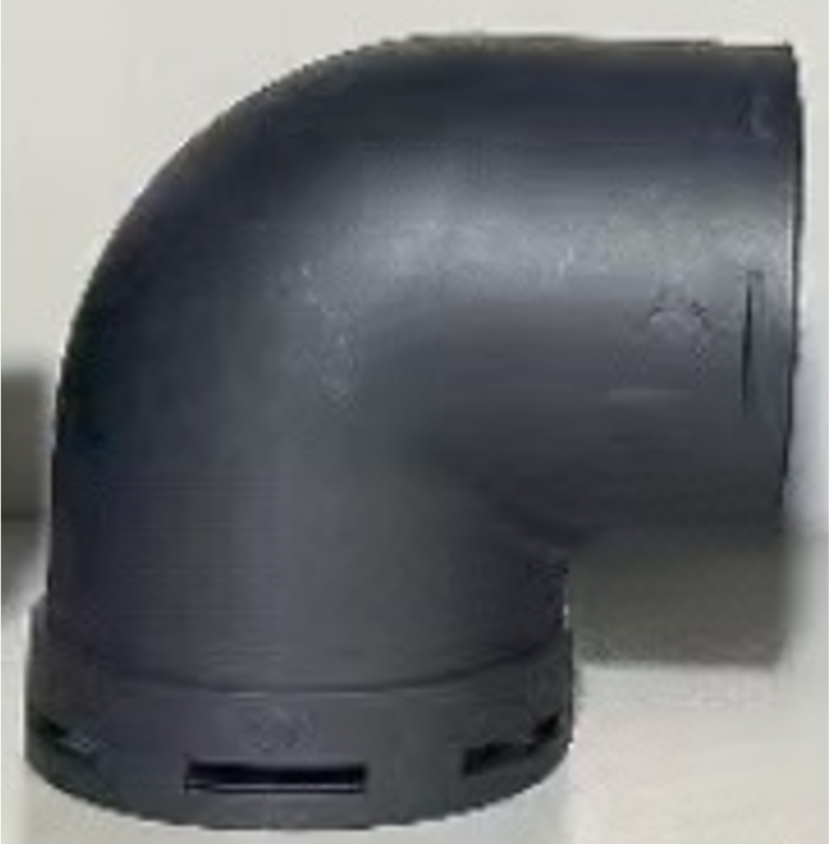 Līkums 90° 75mm siltā gaisa caurulei, melns – dīzeļa krāsniņām 5kW / 8kW (Vevor un līdzīgiem)