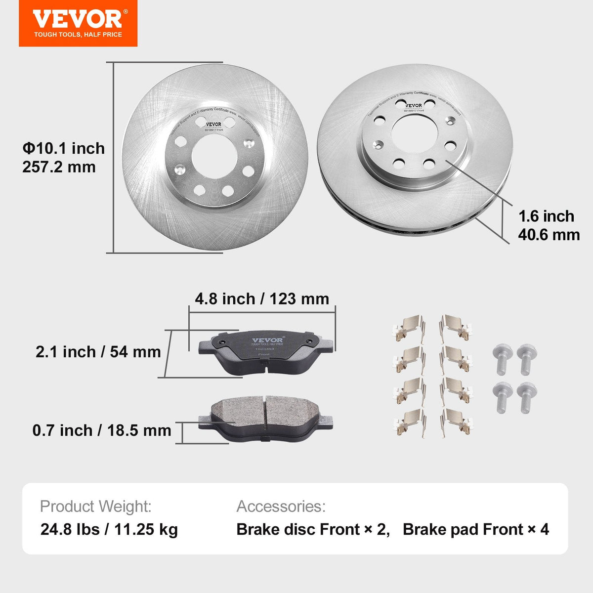 VEVOR priekšējais keramikas bremžu disku un kluču komplekts – Vauxhall Adam / Corsa D / Box Hatchback