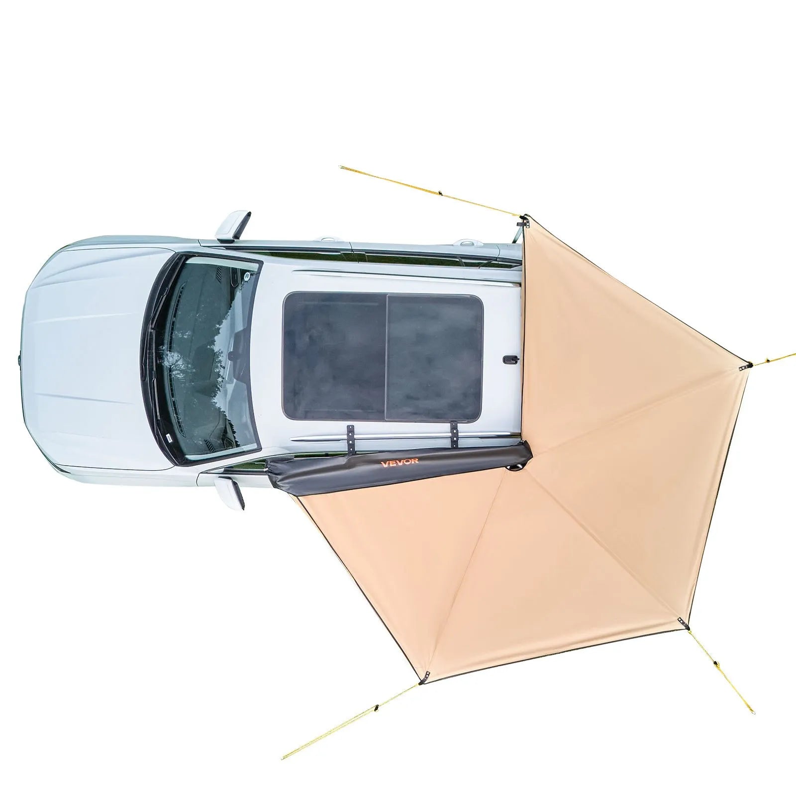 VEVOR 270° auto sānu nojume, 4,9 m², vadītāja puses nojume transportlīdzeklim, ūdensizturīga ar UV50+ aizsardzību, brīvi stāvoša visu laikapstākļu nojume SUV, furgoniem un pikapiem, kempingam, ar pārnēsāšanas somu