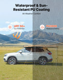 VEVOR 270° auto sānu nojume, 4,9 m², vadītāja puses nojume transportlīdzeklim, ūdensizturīga ar UV50+ aizsardzību, brīvi stāvoša visu laikapstākļu nojume SUV, furgoniem un pikapiem, kempingam, ar pārnēsāšanas somu
