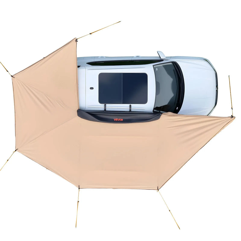 VEVOR 270° auto sānu nojume, 12,4 m², vadītāja puses nojume transportlīdzeklim, ūdensizturīga ar UV50+ aizsardzību, brīvi stāvoša visu laikapstākļu nojume SUV, furgoniem un pikapiem, kempingam, ar pārnēsāšanas somu