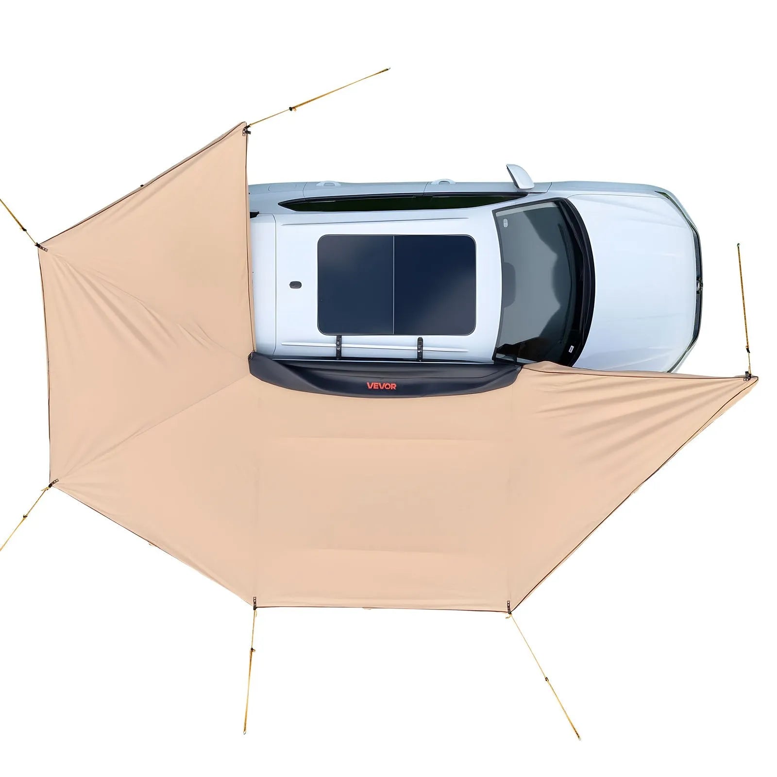 VEVOR 270° auto sānu nojume, 12,4 m², vadītāja puses nojume transportlīdzeklim, ūdensizturīga ar UV50+ aizsardzību, brīvi stāvoša visu laikapstākļu nojume SUV, furgoniem un pikapiem, kempingam, ar pārnēsāšanas somu