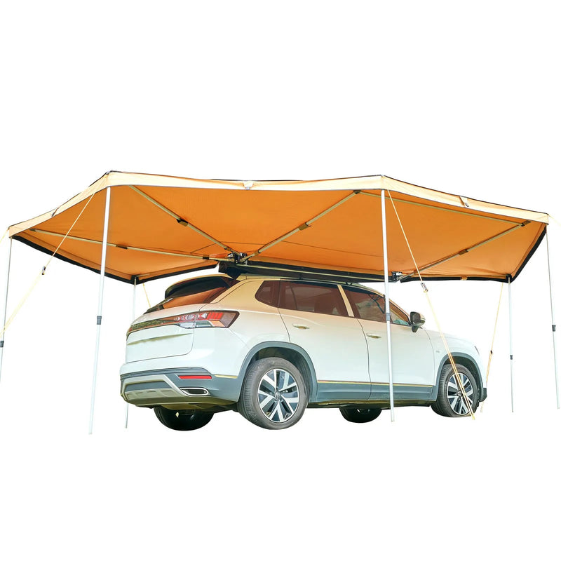 VEVOR 270° auto sānu nojume, 12,4 m², vadītāja puses nojume transportlīdzeklim, ūdensizturīga ar UV50+ aizsardzību, brīvi stāvoša visu laikapstākļu nojume SUV, furgoniem un pikapiem, kempingam, ar pārnēsāšanas somu