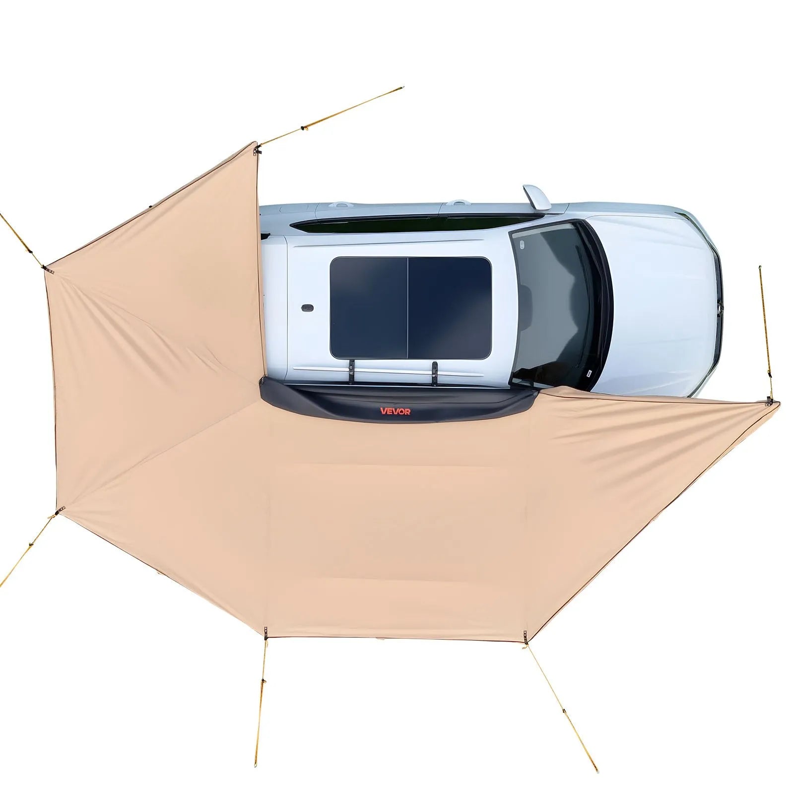VEVOR 270° auto sānu nojume, 12,4 m², vadītāja puses nojume transportlīdzeklim, ūdensizturīga ar UV50+ aizsardzību, brīvi stāvoša visu laikapstākļu nojume SUV, furgoniem un pikapiem, kempingam, ar pārnēsāšanas somu