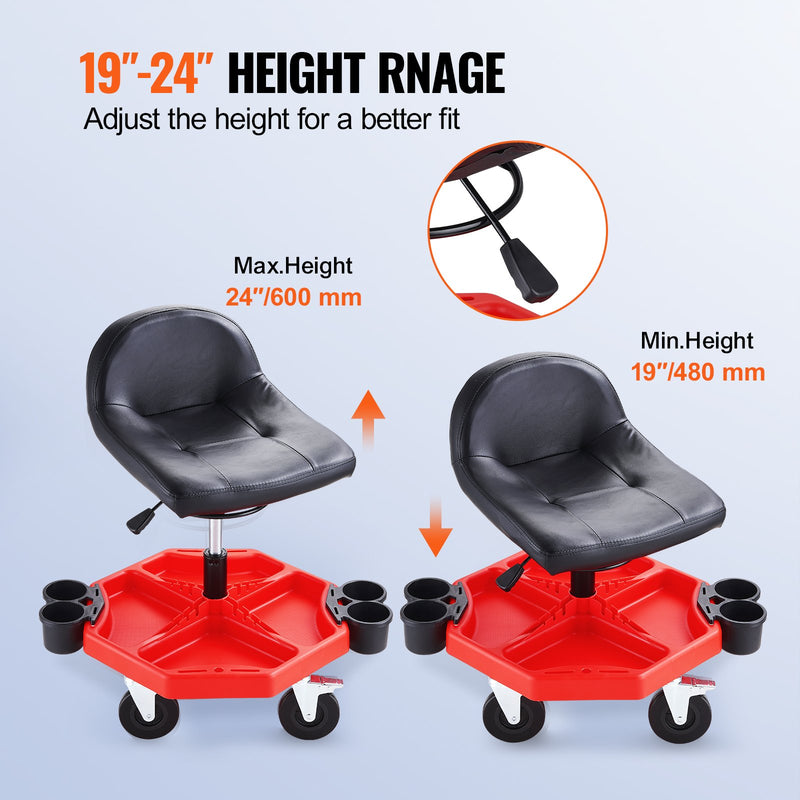VEVOR Mechanic's swivel chair, 136 kg load capacity, swivel work chair with height adjustment