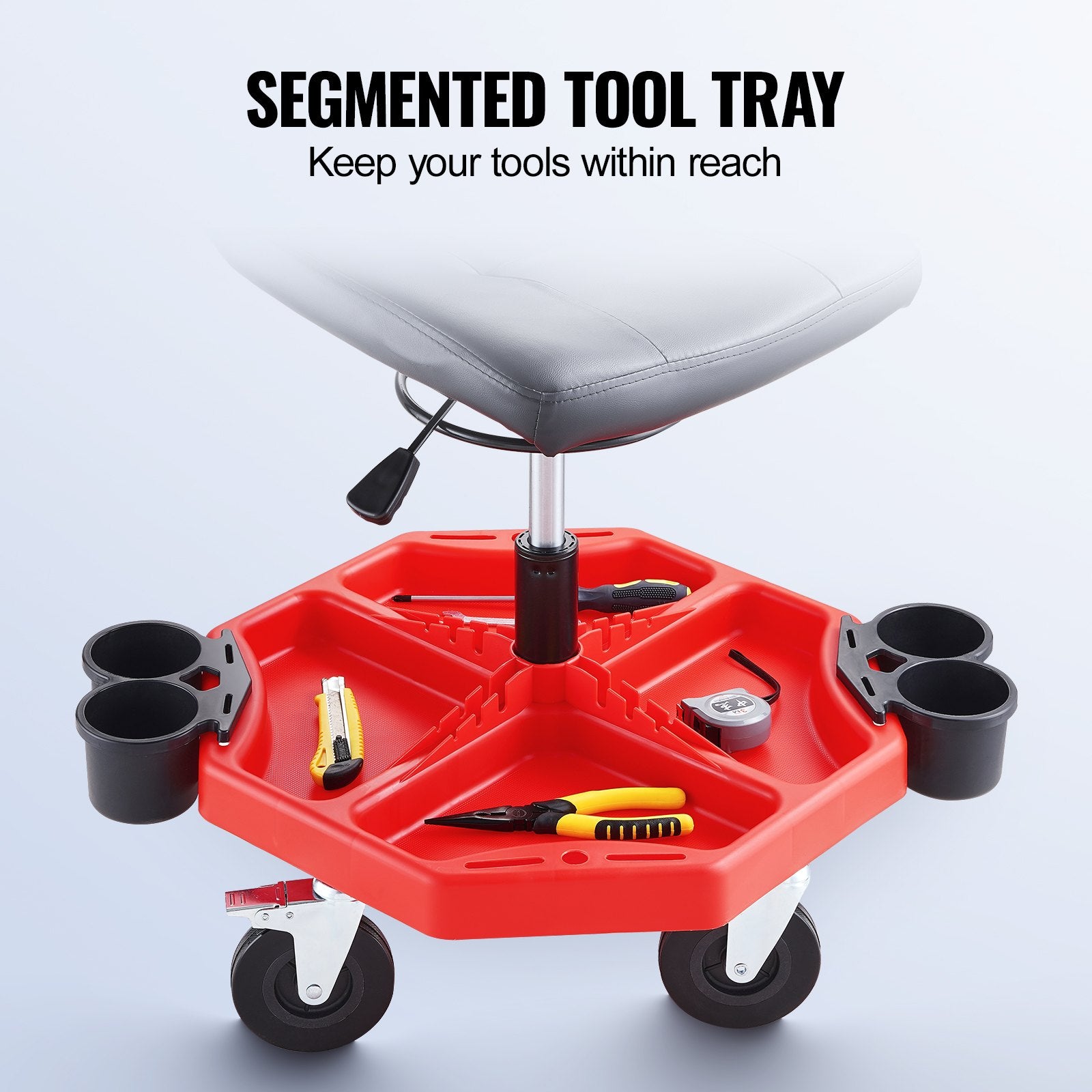 VEVOR Mechanic's swivel chair, 136 kg load capacity, swivel work chair with height adjustment