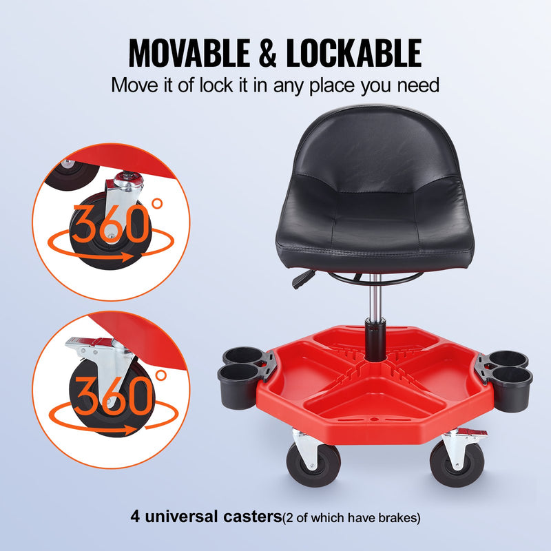 VEVOR Mechanic's swivel chair, 136 kg load capacity, swivel work chair with height adjustment