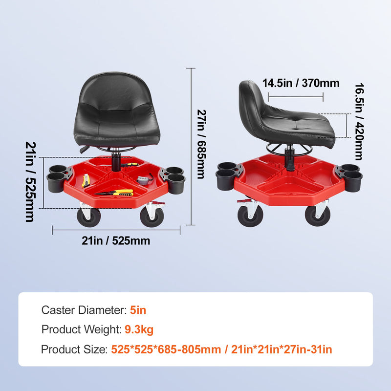 VEVOR Mechanic's swivel chair, 136 kg load capacity, swivel work chair with height adjustment