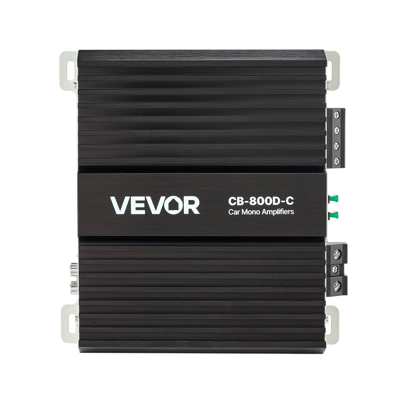 VEVOR monobloka automašīnas pastiprinātājs 800 W RMS, 1 kanāls, D klase, stabils pie 1/2/4 Ω, ar tālvadības subwoofera līmeņa regulatoru, zemo frekvenču filtru, basa pastiprinājumu un fāzes regulēšanu