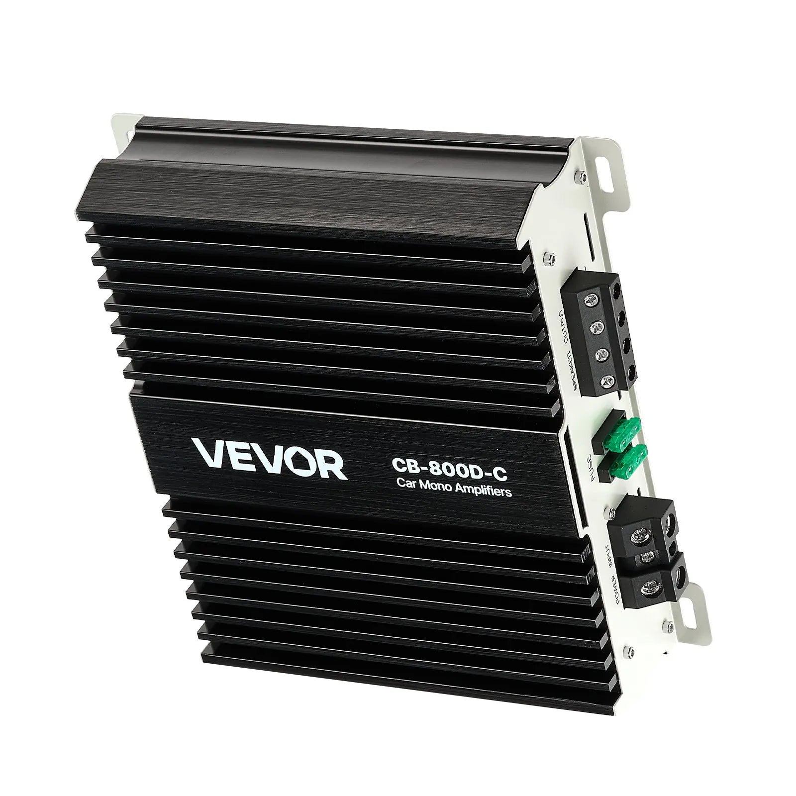 VEVOR monobloka automašīnas pastiprinātājs 800 W RMS, 1 kanāls, D klase, stabils pie 1/2/4 Ω, ar tālvadības subwoofera līmeņa regulatoru, zemo frekvenču filtru, basa pastiprinājumu un fāzes regulēšanu