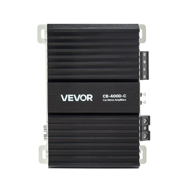VEVOR monobloka automašīnas pastiprinātājs 400 W RMS, 1 kanāls, D klase, stabils pie 1/2/4 Ω, ar tālvadības subwoofera līmeņa regulatoru, zemo frekvenču filtru, basa pastiprinājumu un fāzes regulēšanu