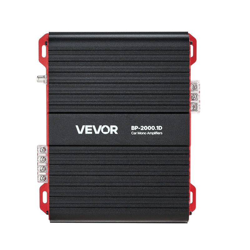 VEVOR monobloka automašīnas pastiprinātājs, līdz 2000 W, stabils 1/2/4 Ω, 1 kanāla D klases audio pastiprinātājs ar tālvadāmu zemfrekvenču līmeņa kontroli, zemfrekvenču filtru un basu pastiprinājumu, komplektā skaļuma regulators