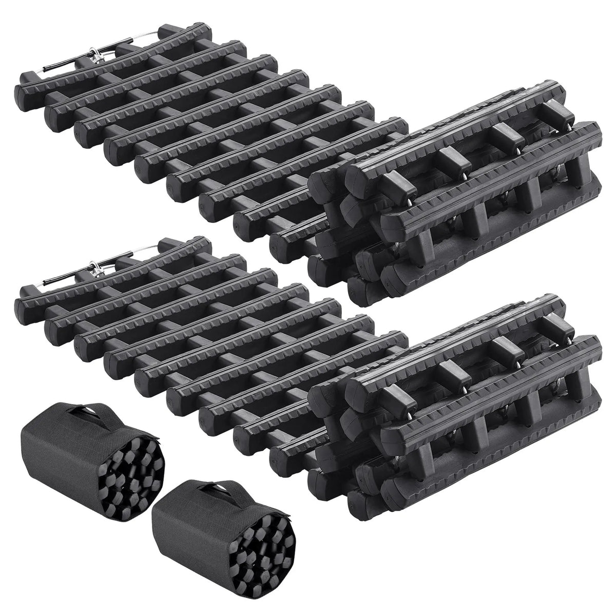 VEVOR 7 t vilkšanas dēļi no TPR materiāla, atgūšanas dēļi apvidus auto, vieglajām automašīnām, pikapiem, SUV un kemperiem, pāris riepu saķeres paliktņu sniegam, smiltīm, dubļiem un irdenam reljefam, ar glabāšanas somām, īsie, melni