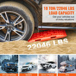 VEVOR 10 t PP saķeres dēļi apvidus un vieglajiem auto, pikapiem, SUV un kemperiem, īsie riepu saķeres paliktņi sniegam, smiltīm, dubļiem un irdenam reljefam, pāris ar glabāšanas somu, sarkani