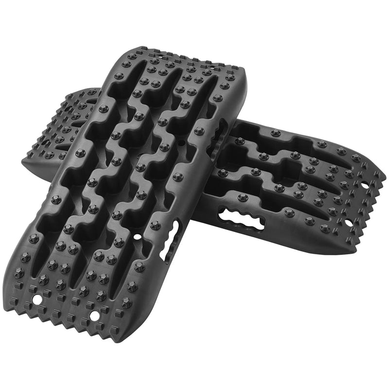 VEVOR 10 t PP saķeres dēļi bezceļu transportlīdzekļiem, īsie melnie riepu saķeres paklāji sniegam, smiltīm, dubļiem un irdenam reljefam, komplektā ar uzglabāšanas somu