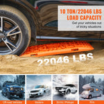 VEVOR 10 TON vilces paliktņi, PP materiāls, atgūšanas paliktņi apvidus auto/automobiļiem/pikapiem/SUV/mājokļauto, pāris riepu vilces paliktņu sniegam, smiltīm, dubļiem un irdenam segumam, ar uzglabāšanas somu, gari, oranži