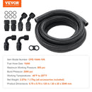 VEVOR 10AN degvielas līnijas komplekts, 3 m degvielas šļūtene ar 14 mm ārējo diametru, neilona un nerūsējošā tērauda pinuma degvielas līnija eļļai, benzīnam un dīzeļdegvielai, ar 7 grozāmo savienotāju adapteriem, melna