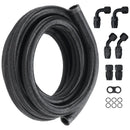 VEVOR 10AN degvielas līnijas komplekts, 3 m degvielas šļūtene ar 14 mm ārējo diametru, neilona un nerūsējošā tērauda pinuma degvielas līnija eļļai, benzīnam un dīzeļdegvielai, ar 7 grozāmo savienotāju adapteriem, melna