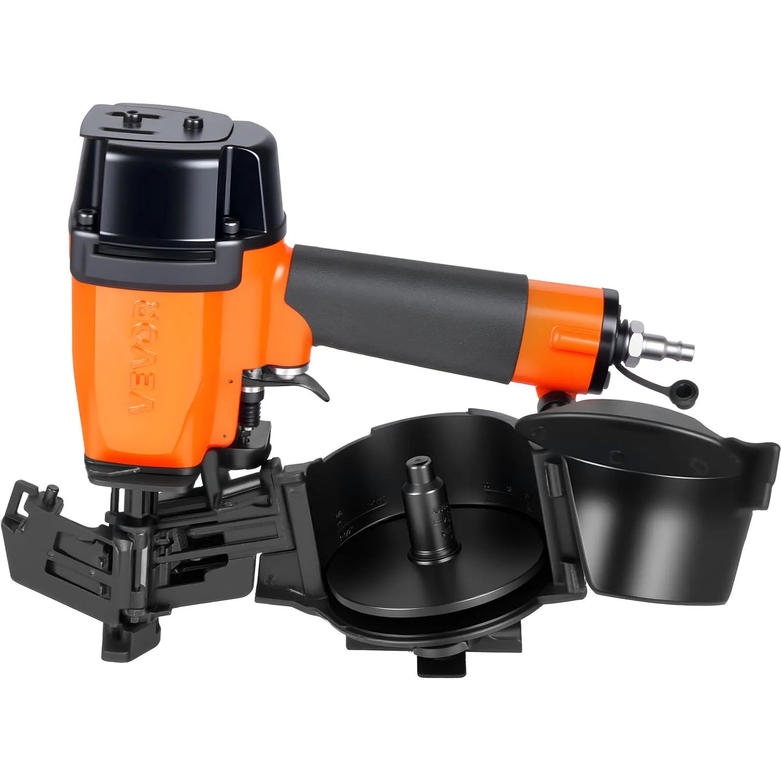 VEVOR profesionālā jumta naglu pistole CN45N, 19–45 mm, 15° pneimatiskā ruļļa naglotāja, 4–5 naglas sekundē, darba spiediens 4,8–7,5 bar, bitumena šindeļiem un jumta apšuvumam