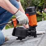 VEVOR profesionālā jumta naglu pistole CN45N, 19–45 mm, 15° pneimatiskā ruļļa naglotāja, 4–5 naglas sekundē, darba spiediens 4,8–7,5 bar, bitumena šindeļiem un jumta apšuvumam