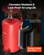 VEVOR pneimatiski darbināma eļļas noteces tvertne, 95 L, ar regulējamu piltuves augstumu, pārvietojama konstrukcija ar riteņiem, paredzēta eļļas un šķidrumu novadīšanai autoservisos un darbnīcās, sarkanā krāsā