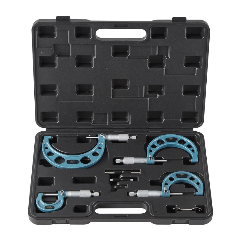 VEVOR 4 gab. ārējo mikrometru komplekts 0–4″ (0–1″ / 1–2″ / 2–3″ / 3–4″), augstas precizitātes mehāniķu instruments ar aizsargkoferi metālapstrādei un inženiertehniskiem darbiem