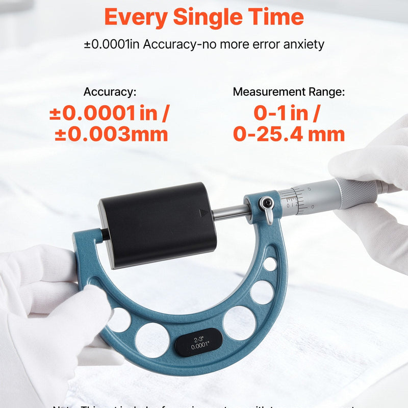 VEVOR 4 gab. ārējo mikrometru komplekts 0–4″ (0–1″ / 1–2″ / 2–3″ / 3–4″), augstas precizitātes mehāniķu instruments ar aizsargkoferi metālapstrādei un inženiertehniskiem darbiem