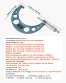 VEVOR 4 gab. ārējo mikrometru komplekts 0–4″ (0–1″ / 1–2″ / 2–3″ / 3–4″), augstas precizitātes mehāniķu instruments ar aizsargkoferi metālapstrādei un inženiertehniskiem darbiem